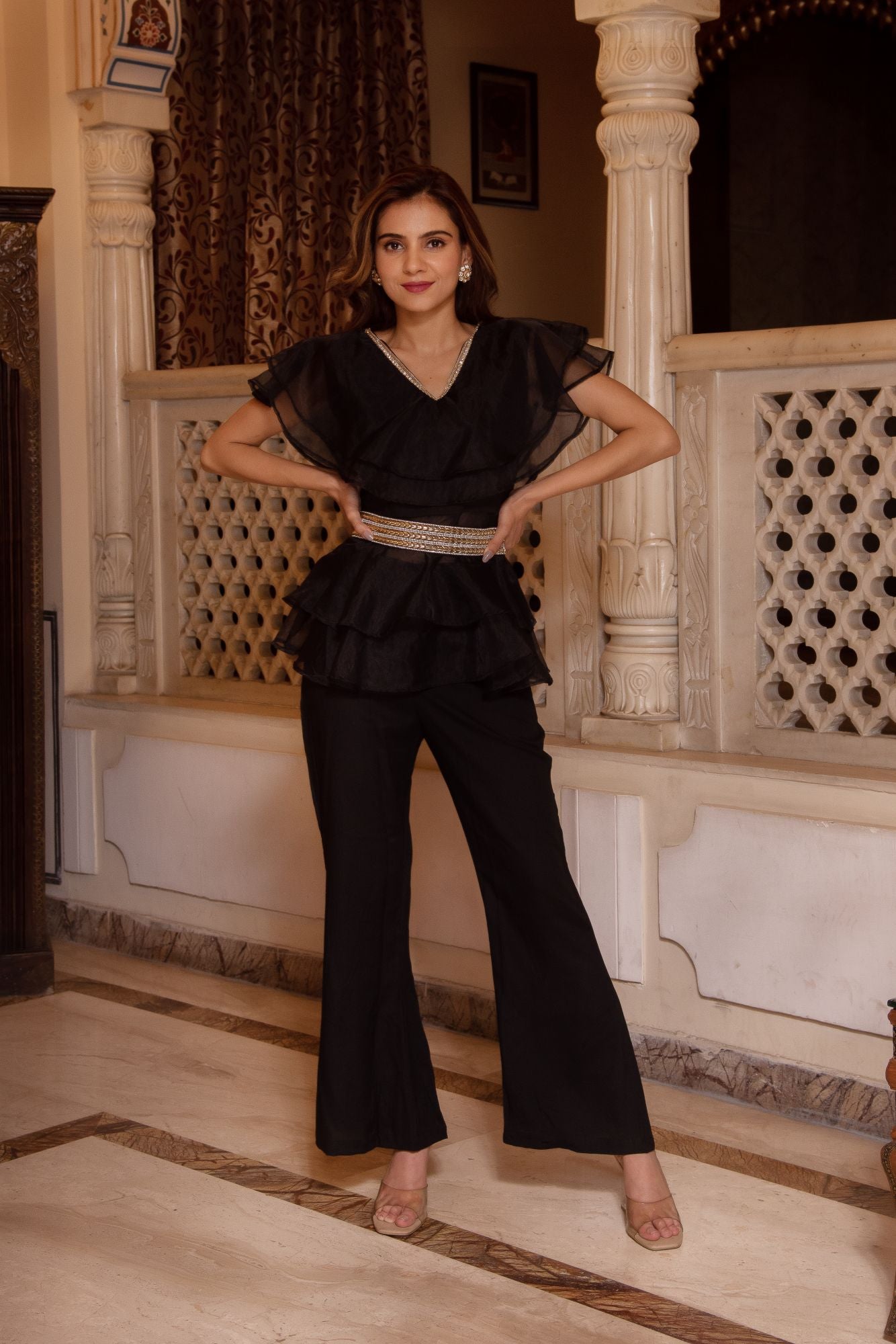 Arya Black Organza Coord Set