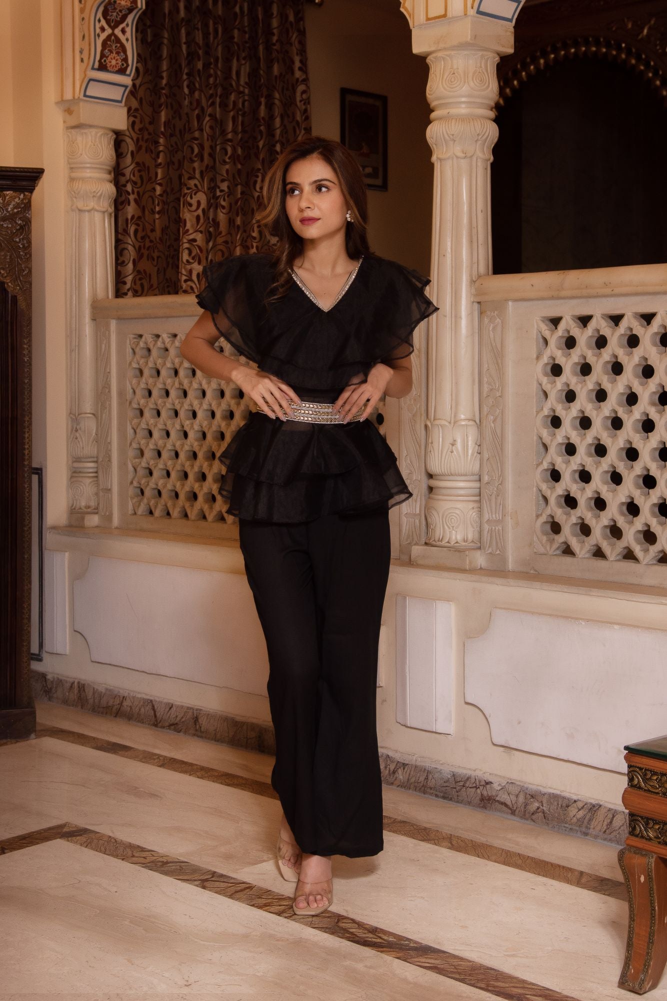 Arya Black Organza Coord Set