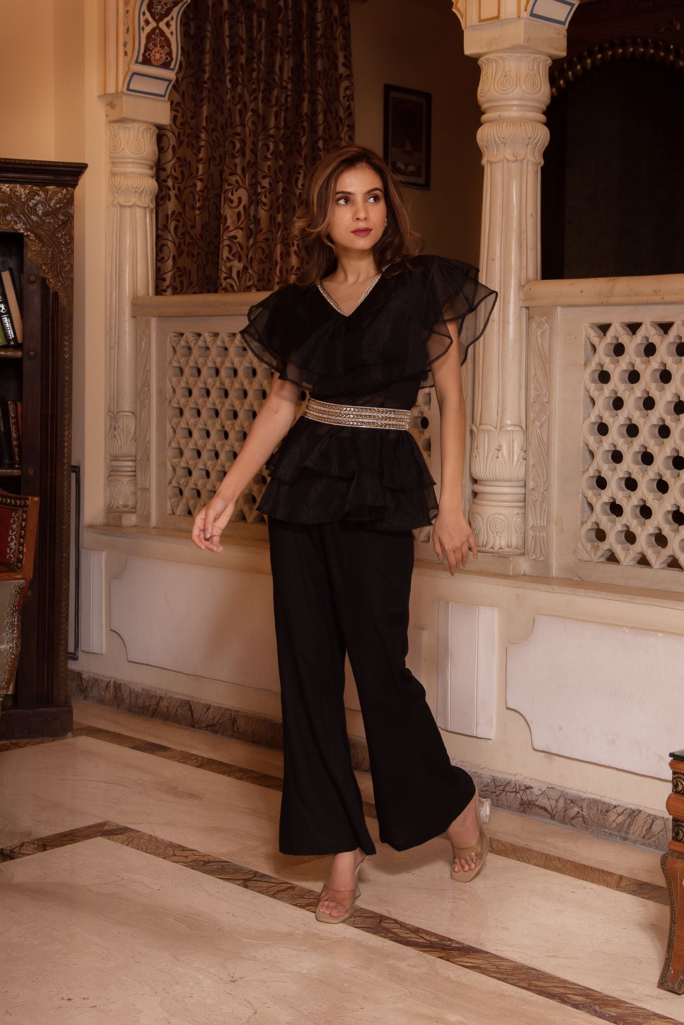 Arya Black Organza Coord Set