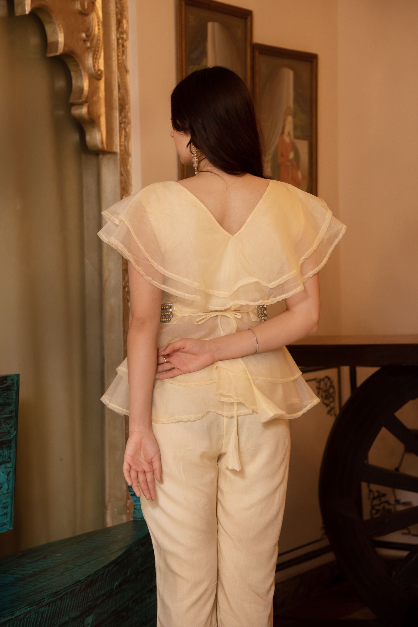 Arya Beige Organza Coord Set