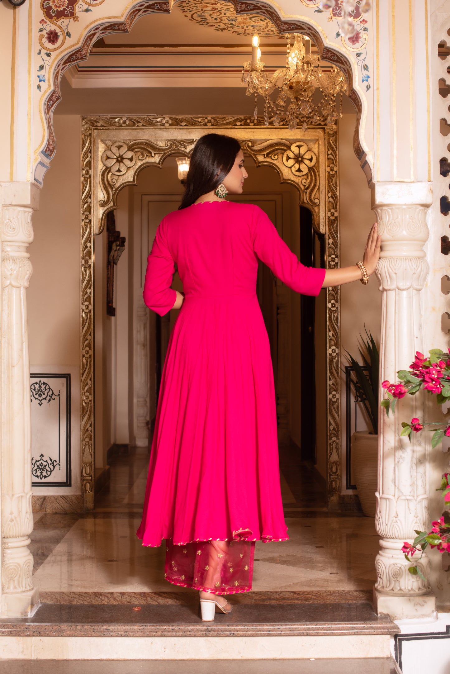 Rani Rayon Embroidered Sequined Anarkali Suit Set