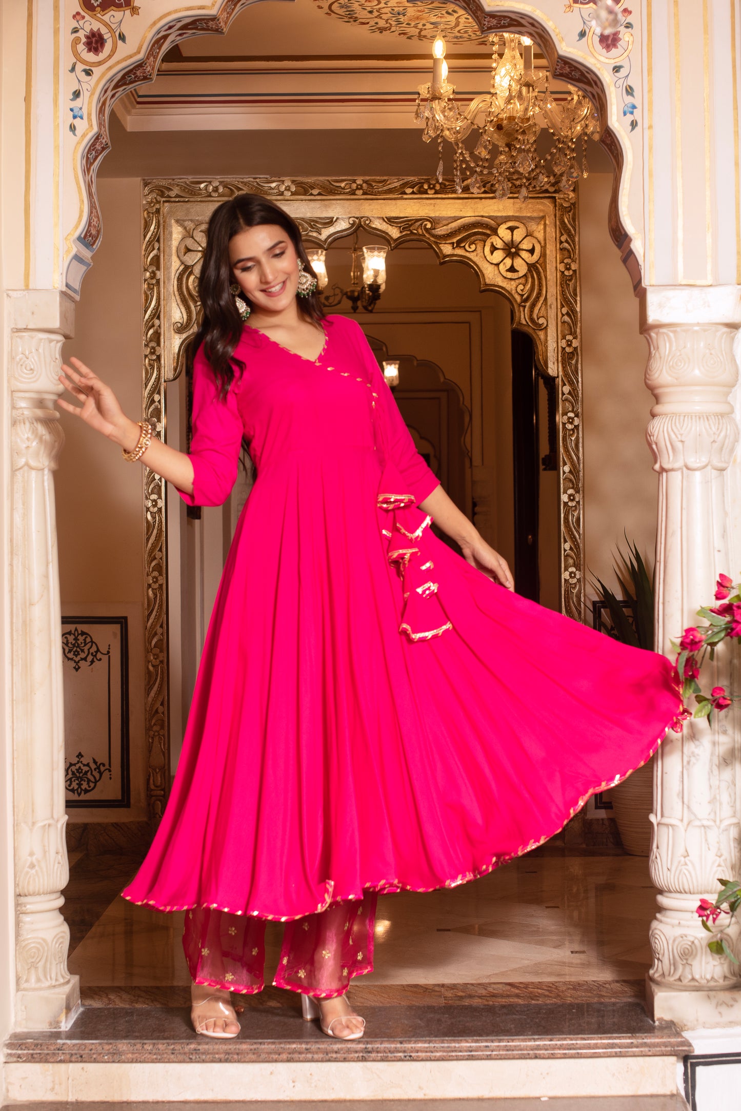 Rani Rayon Embroidered Sequined Anarkali Suit Set