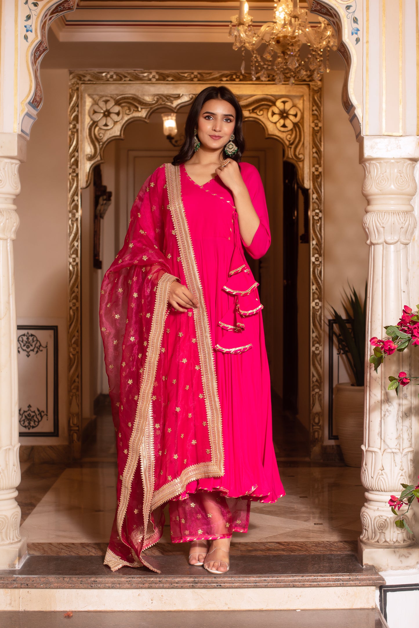 Rani Rayon Embroidered Sequined Anarkali Suit Set