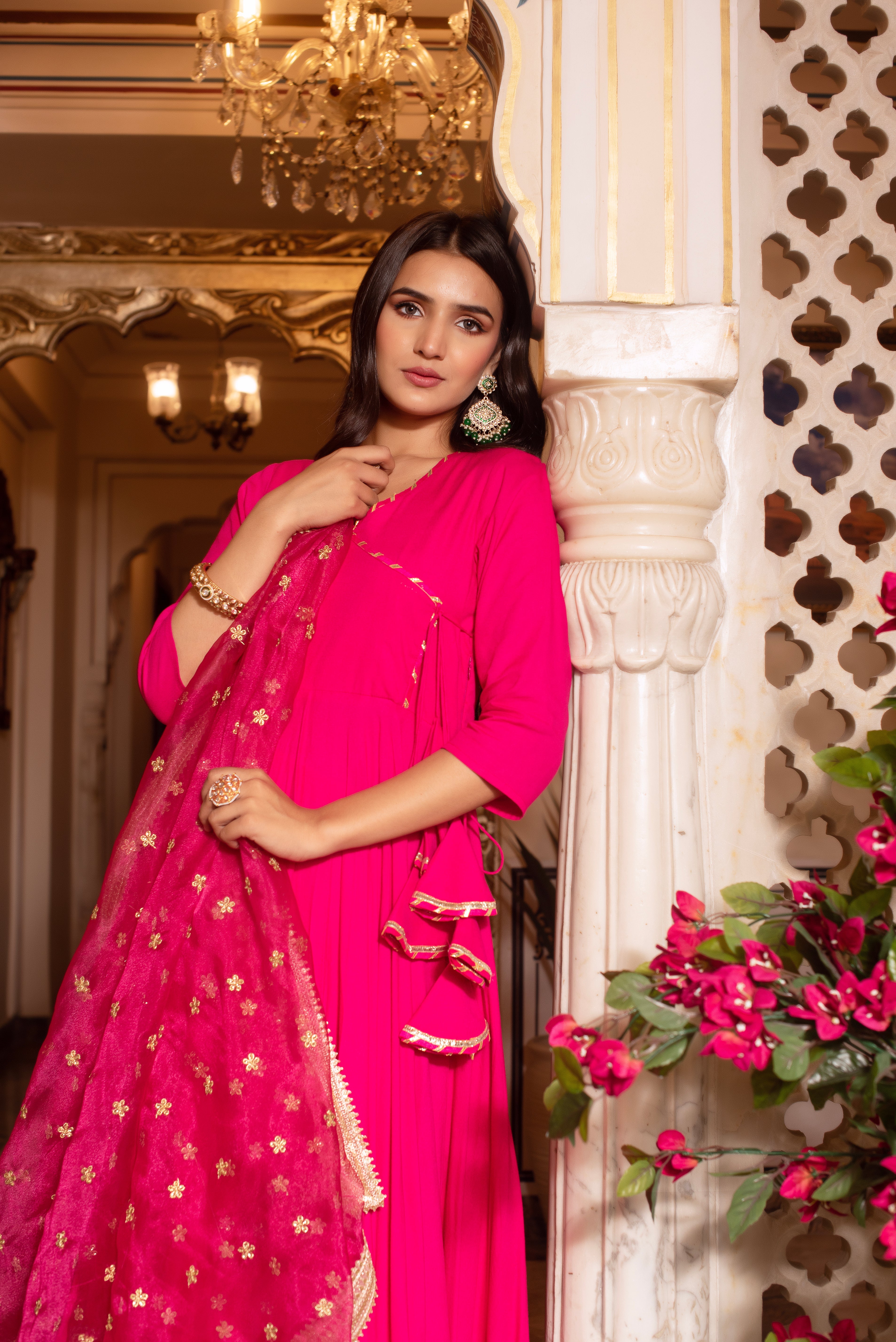 Rani Rayon Embroidered Sequined Anarkali Suit Set