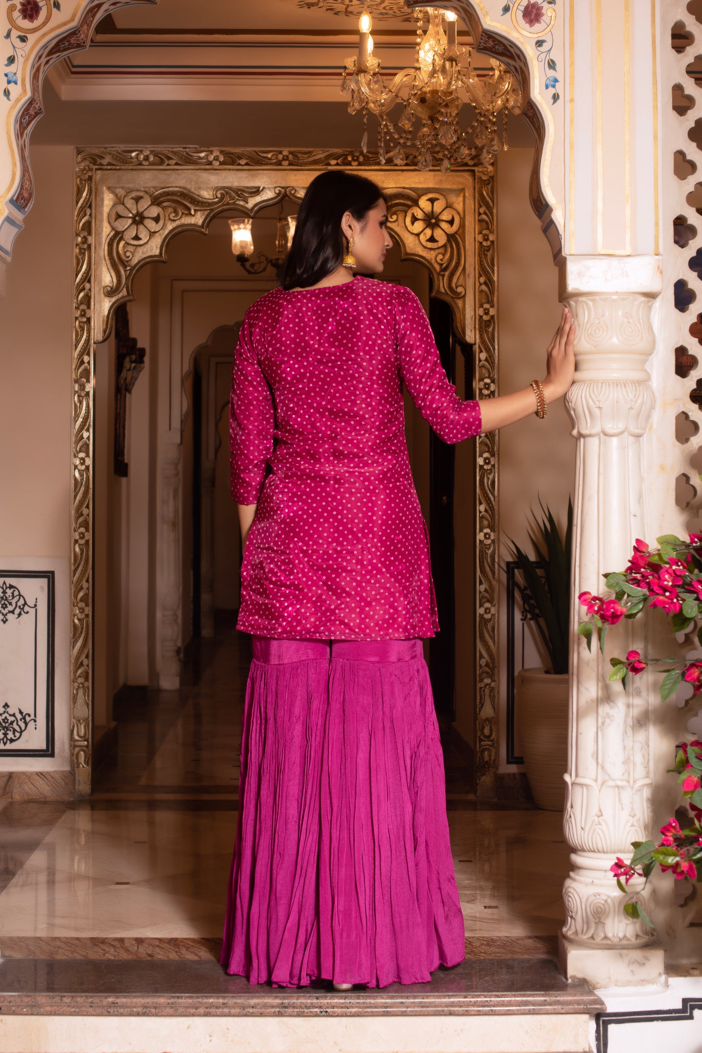 Violet Organza Chinon Handwork Sharara Set