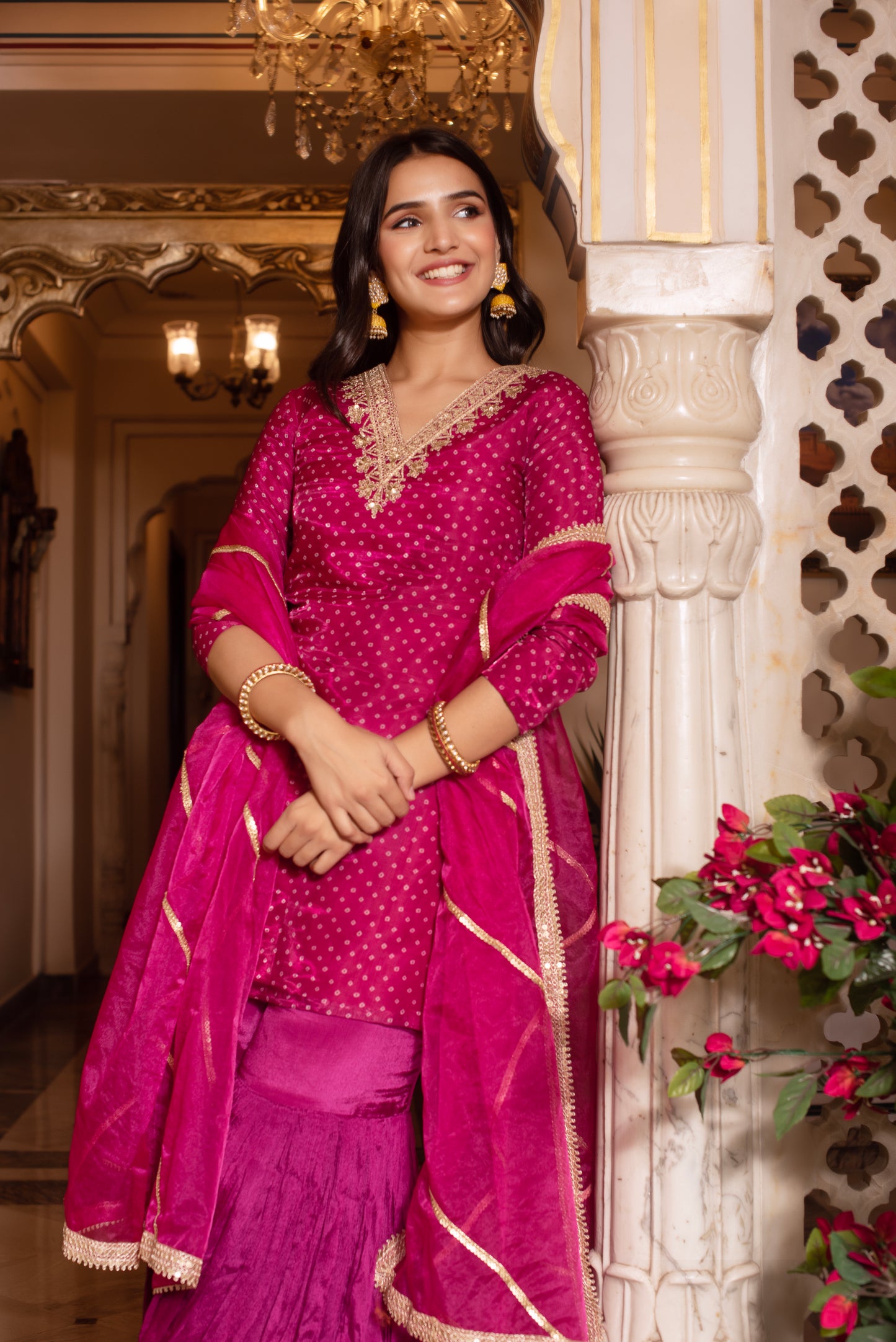 Violet Organza Chinon Handwork Sharara Set