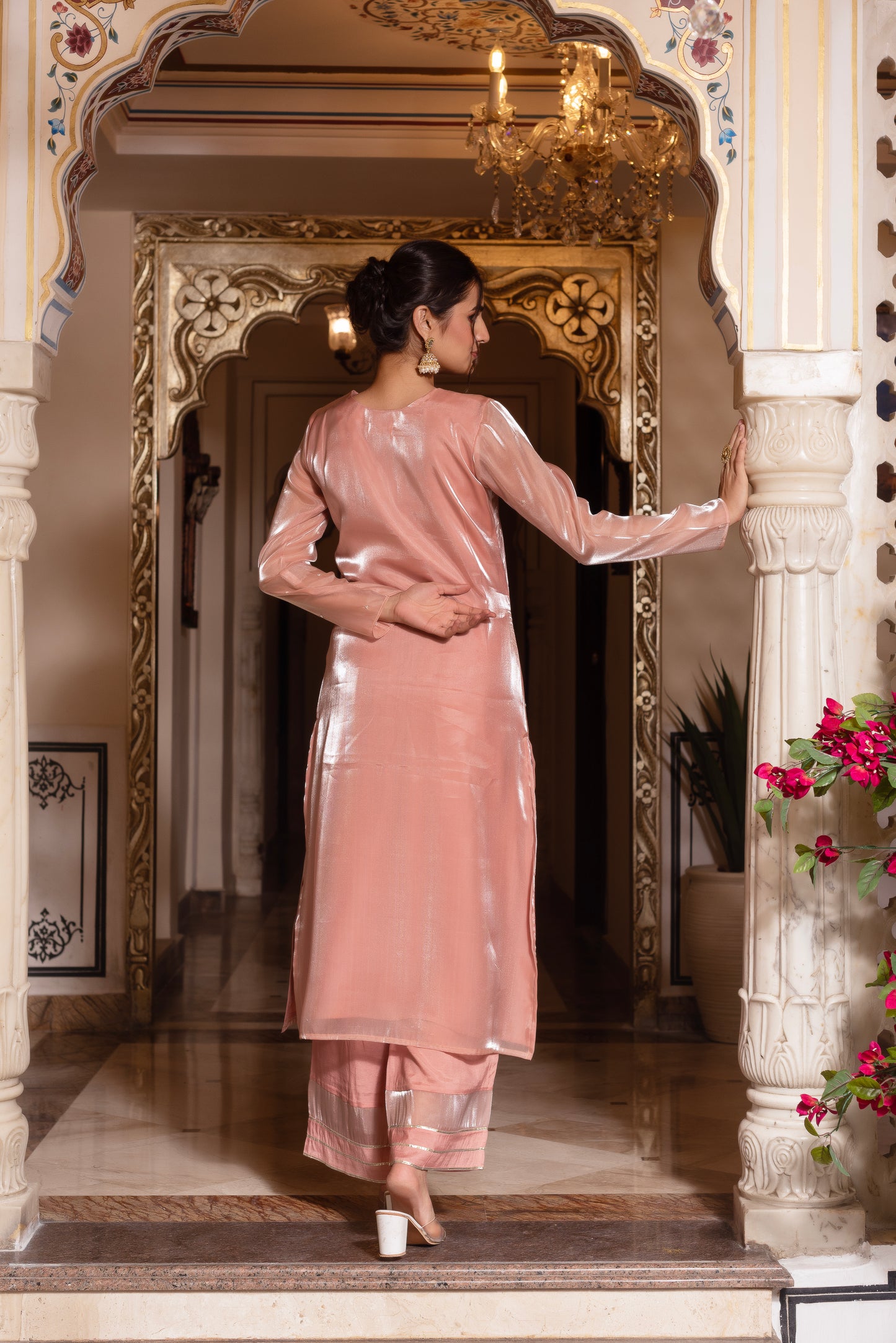 Baby Pink Handwork Straight Suit Set