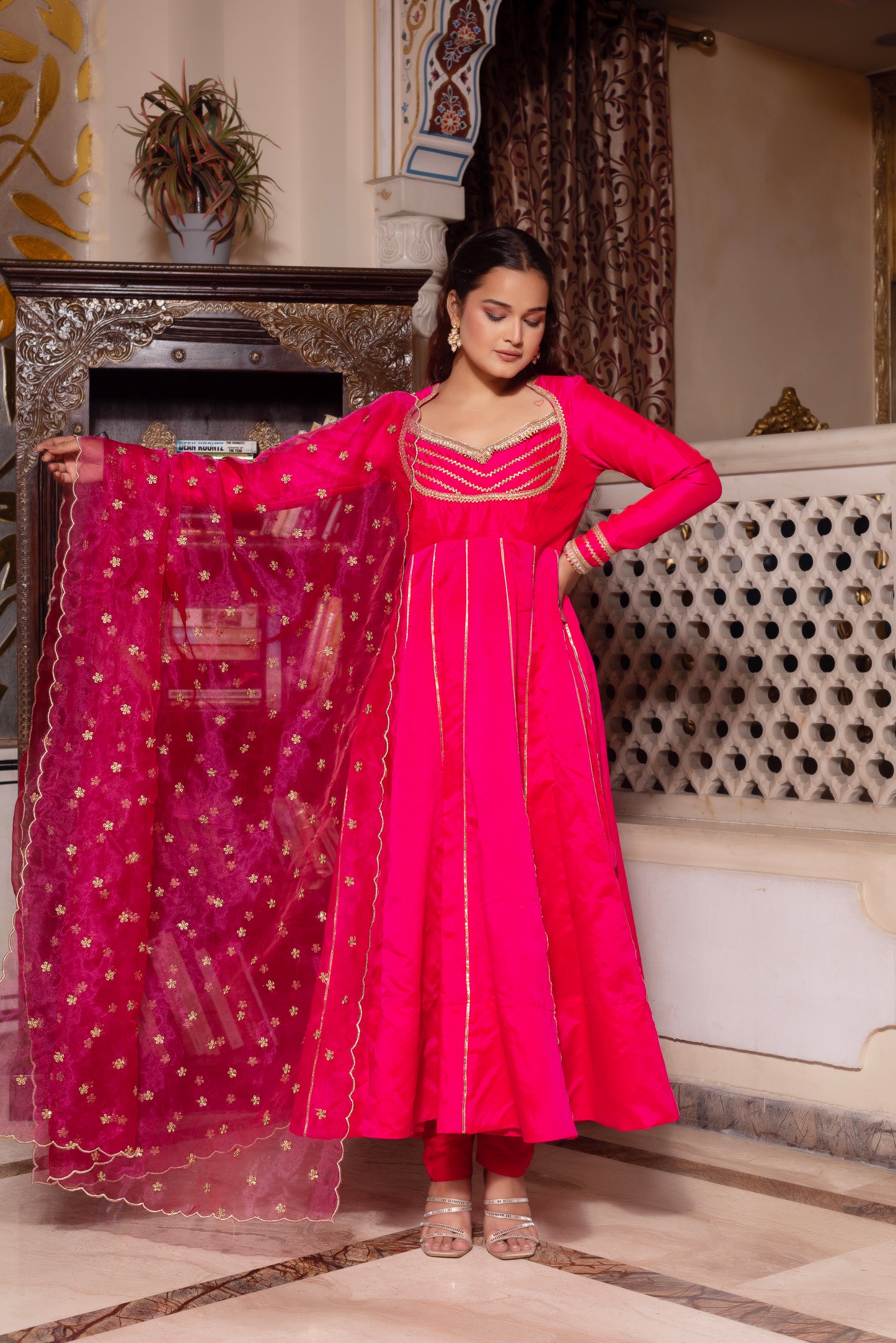 Rani Taffeta Gotapatti Anarkali Suit Set