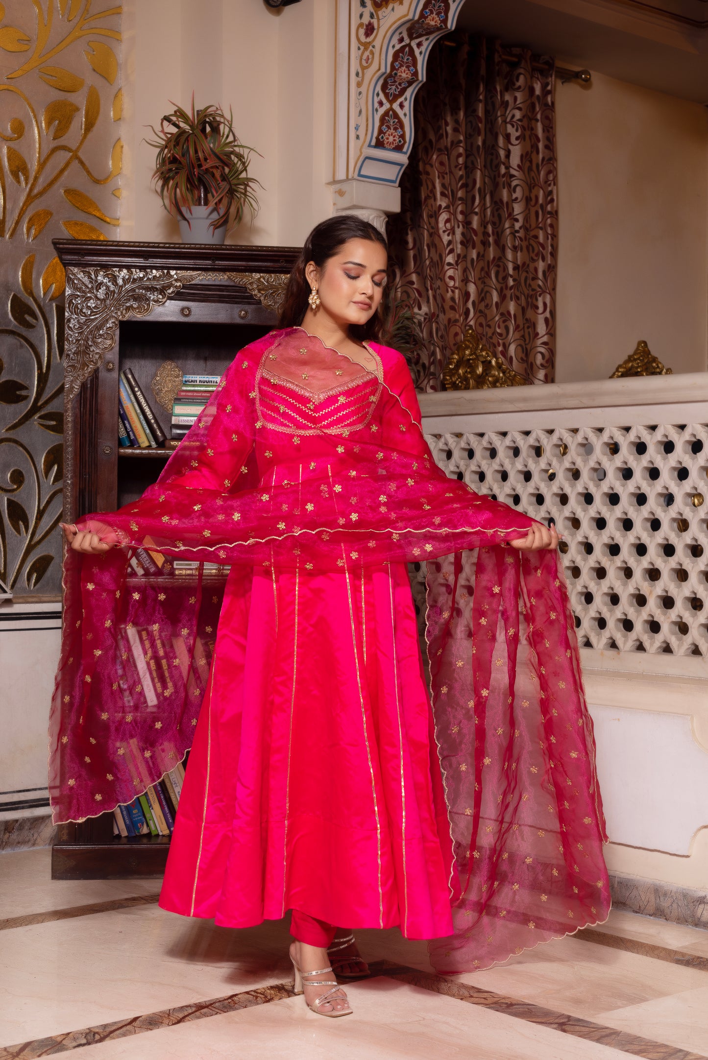 Rani Taffeta Gotapatti Anarkali Suit Set