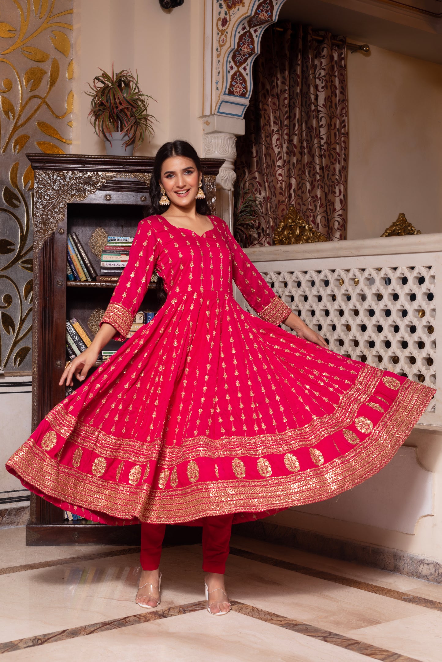 Rani Embroidered Sequined Anarkali Suit Set
