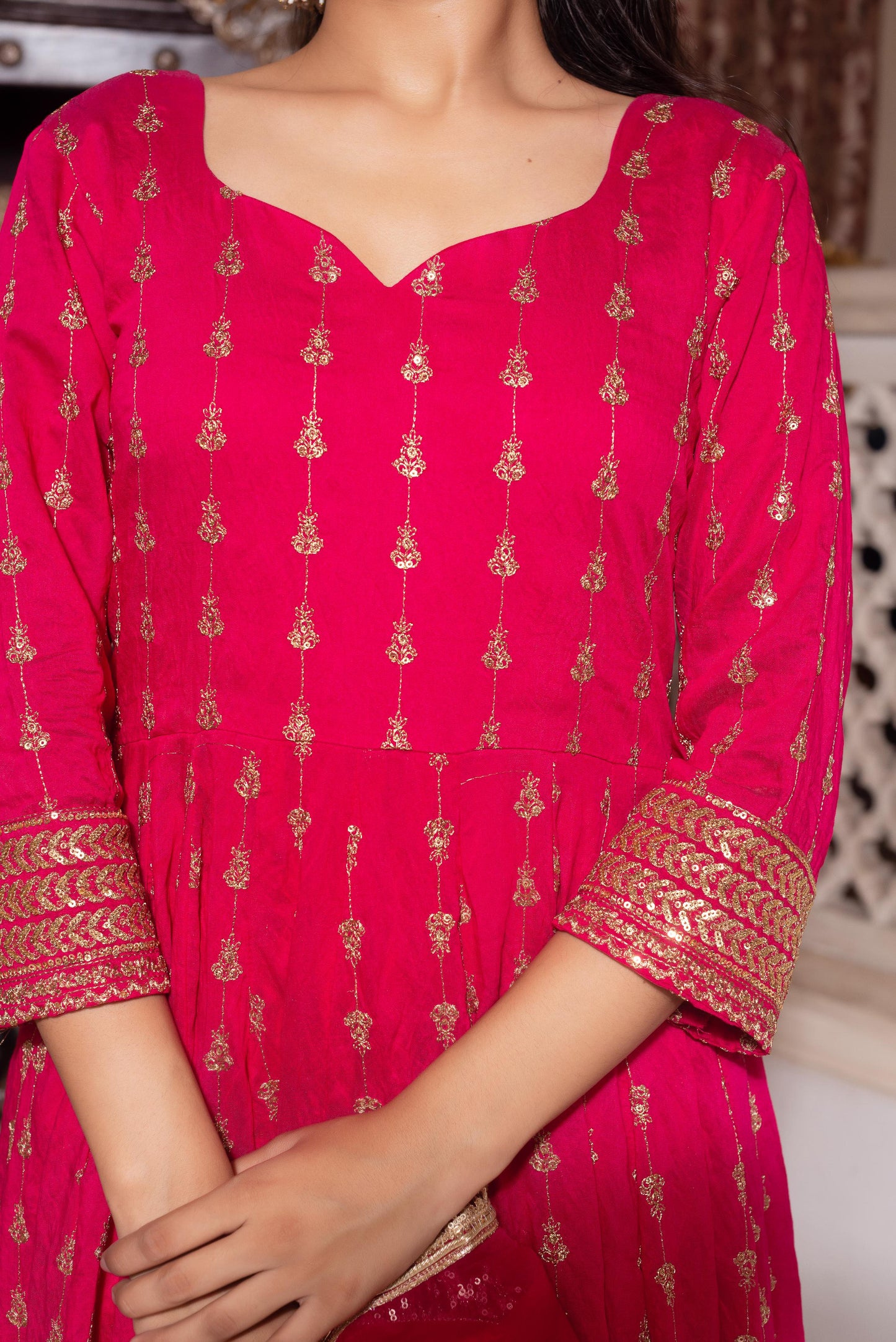 Rani Embroidered Sequined Anarkali Suit Set