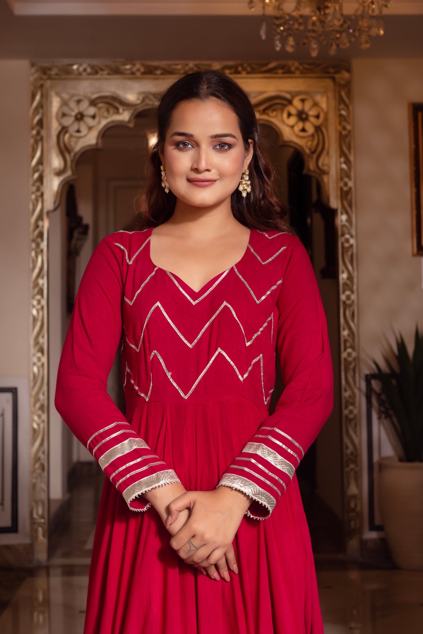 Rani Maroon Gotapatti Anarkali Suit Set