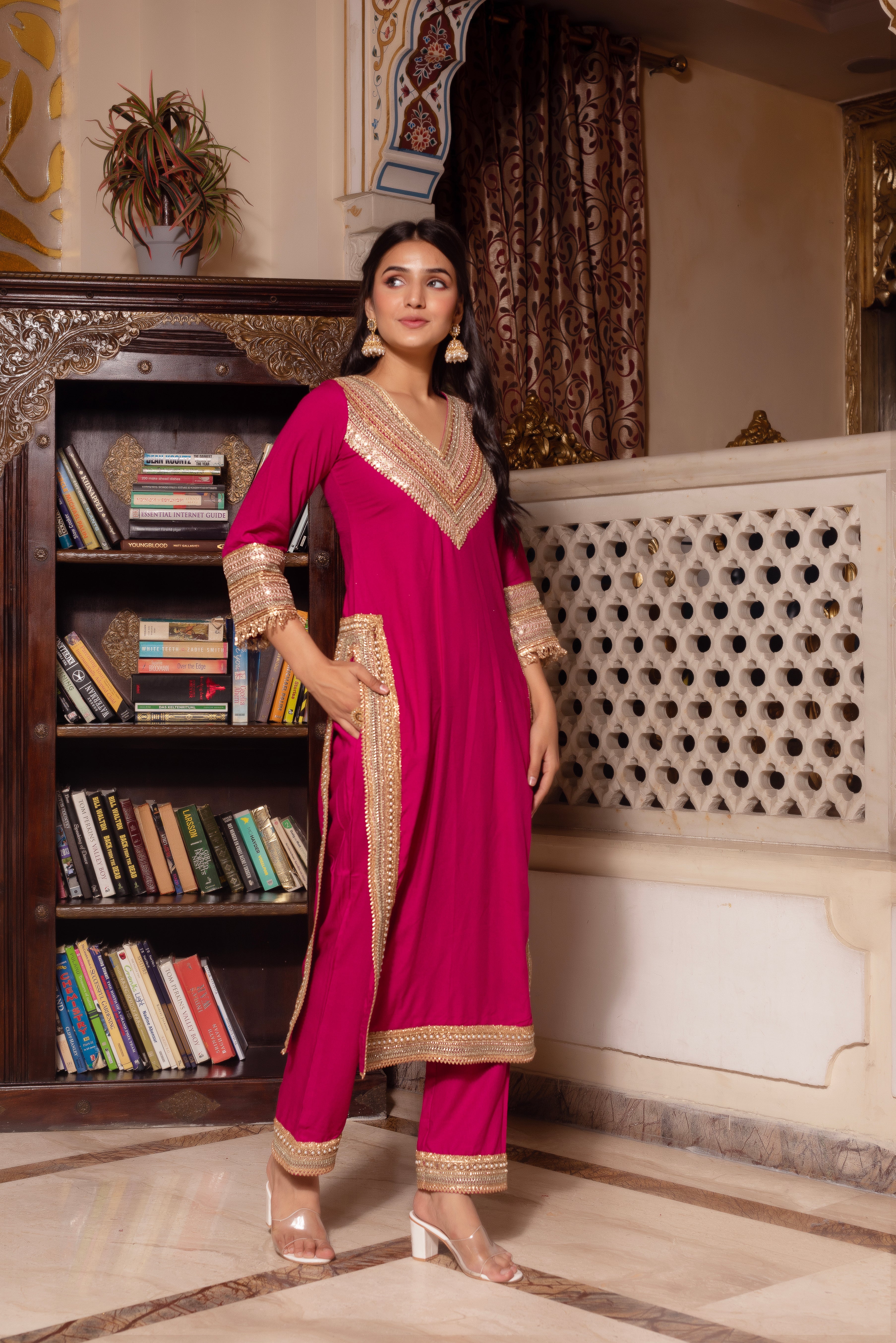 Violet Rayon Gotapatti Straight Suit Set