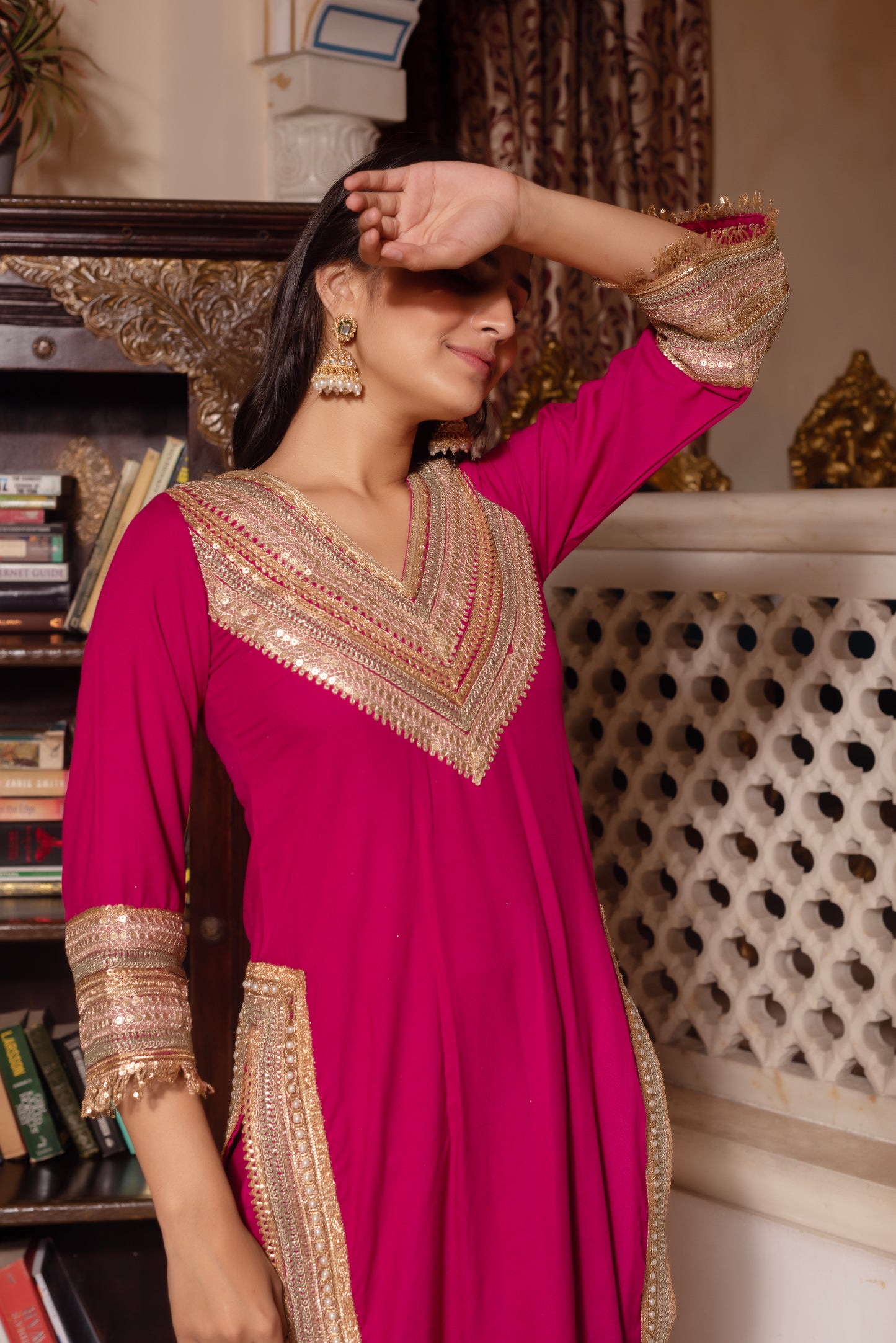 Violet Rayon Gotapatti Straight Suit Set