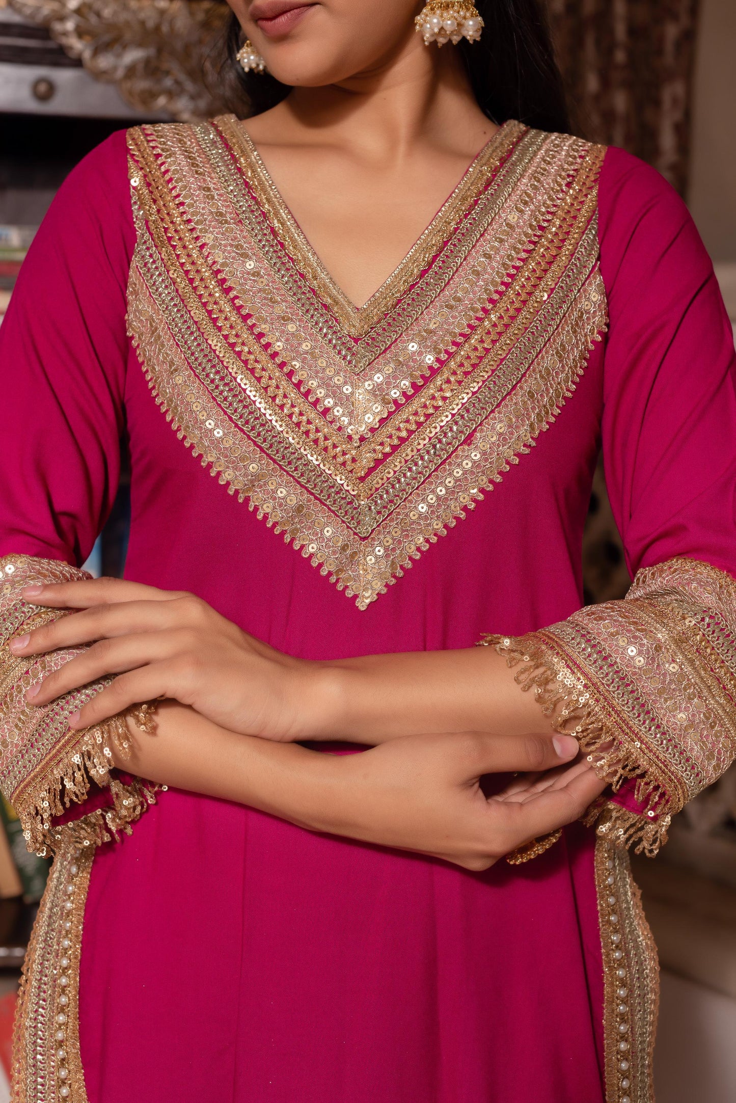 Violet Rayon Gotapatti Straight Suit Set