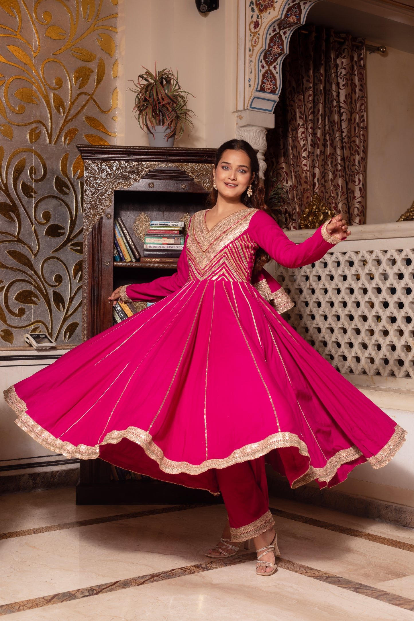 Violet Rayon Gotapatti Anarkali Suit Set