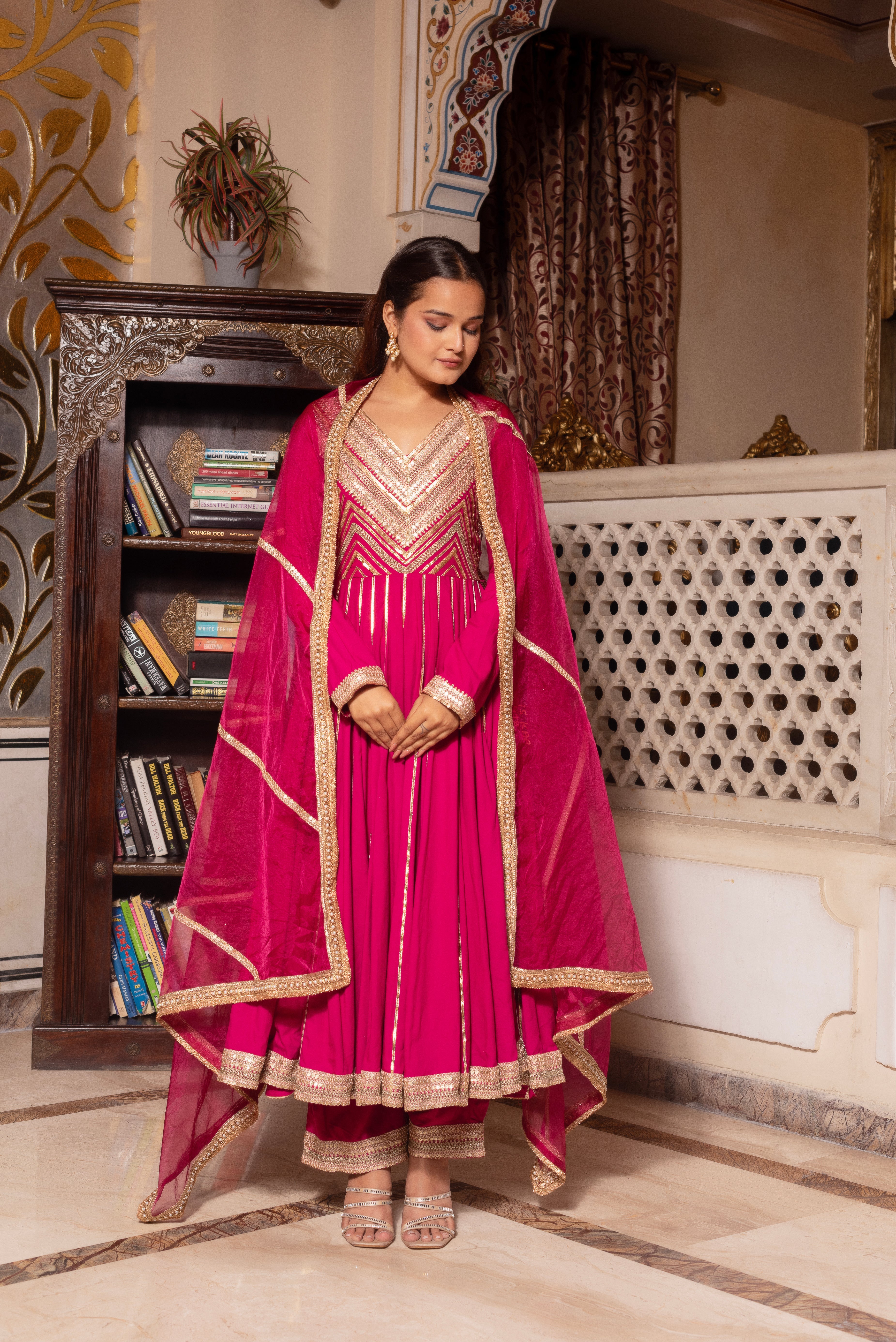 Violet Rayon Gotapatti Anarkali Suit Set