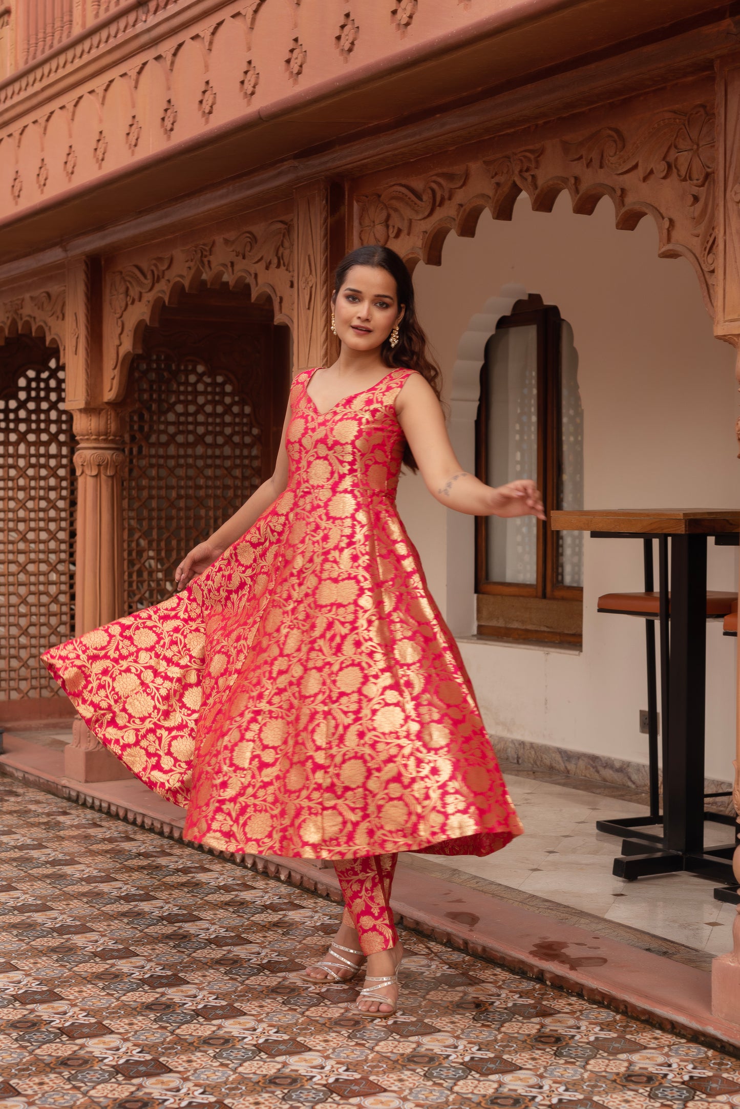 Rani Jacquard Anarkali Suit Set