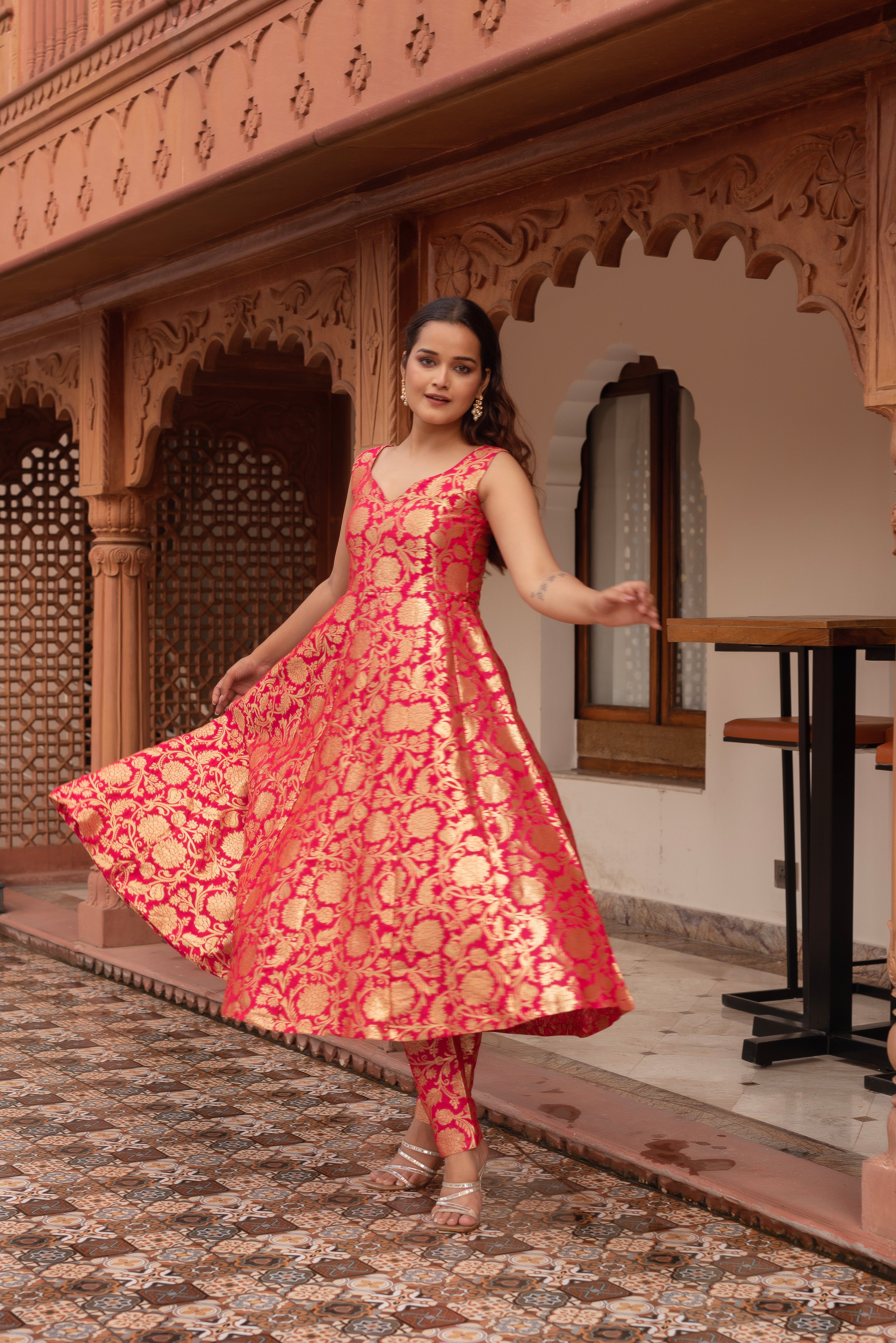 Rani Jacquard Anarkali Suit Set