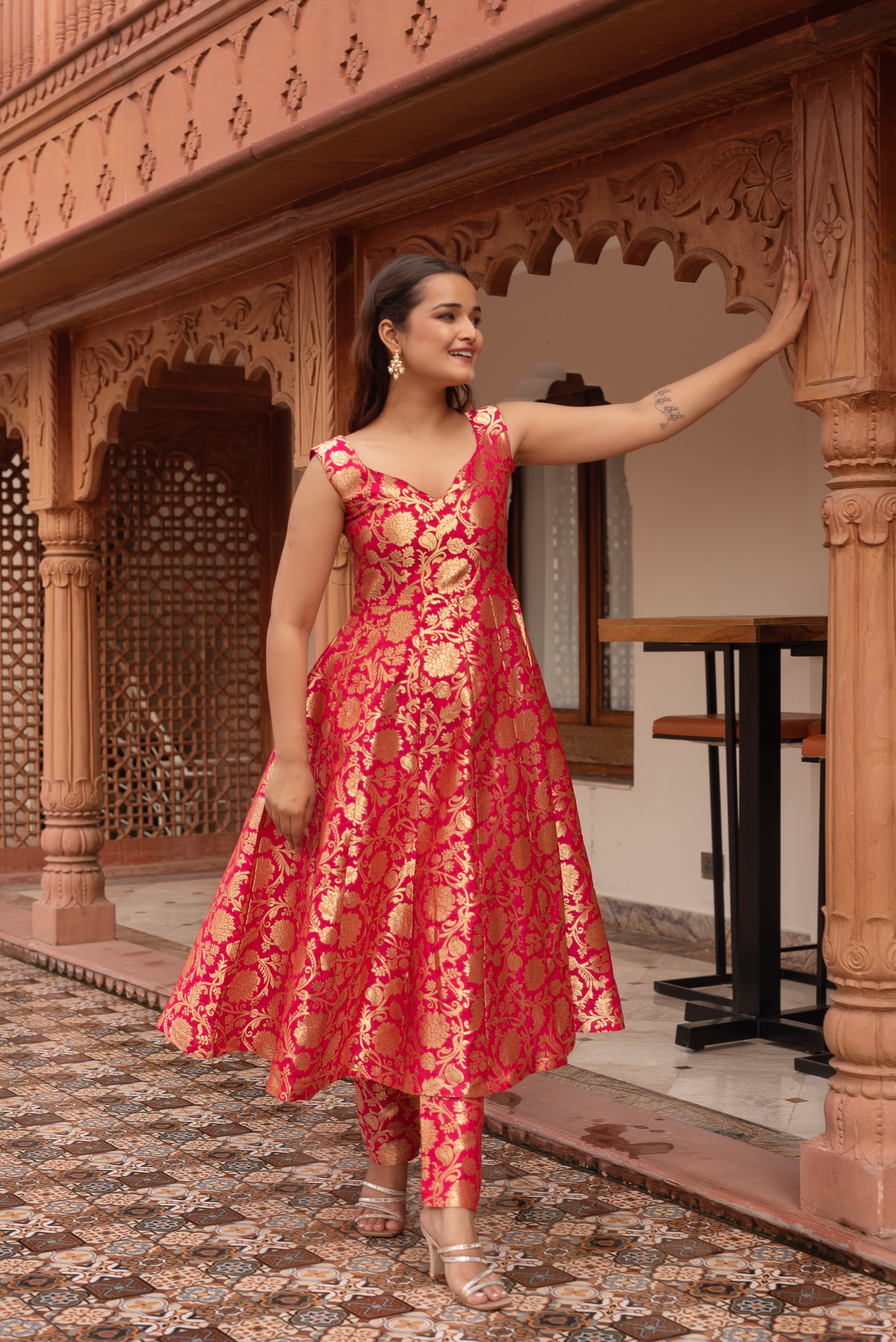 Rani Jacquard Anarkali Suit Set