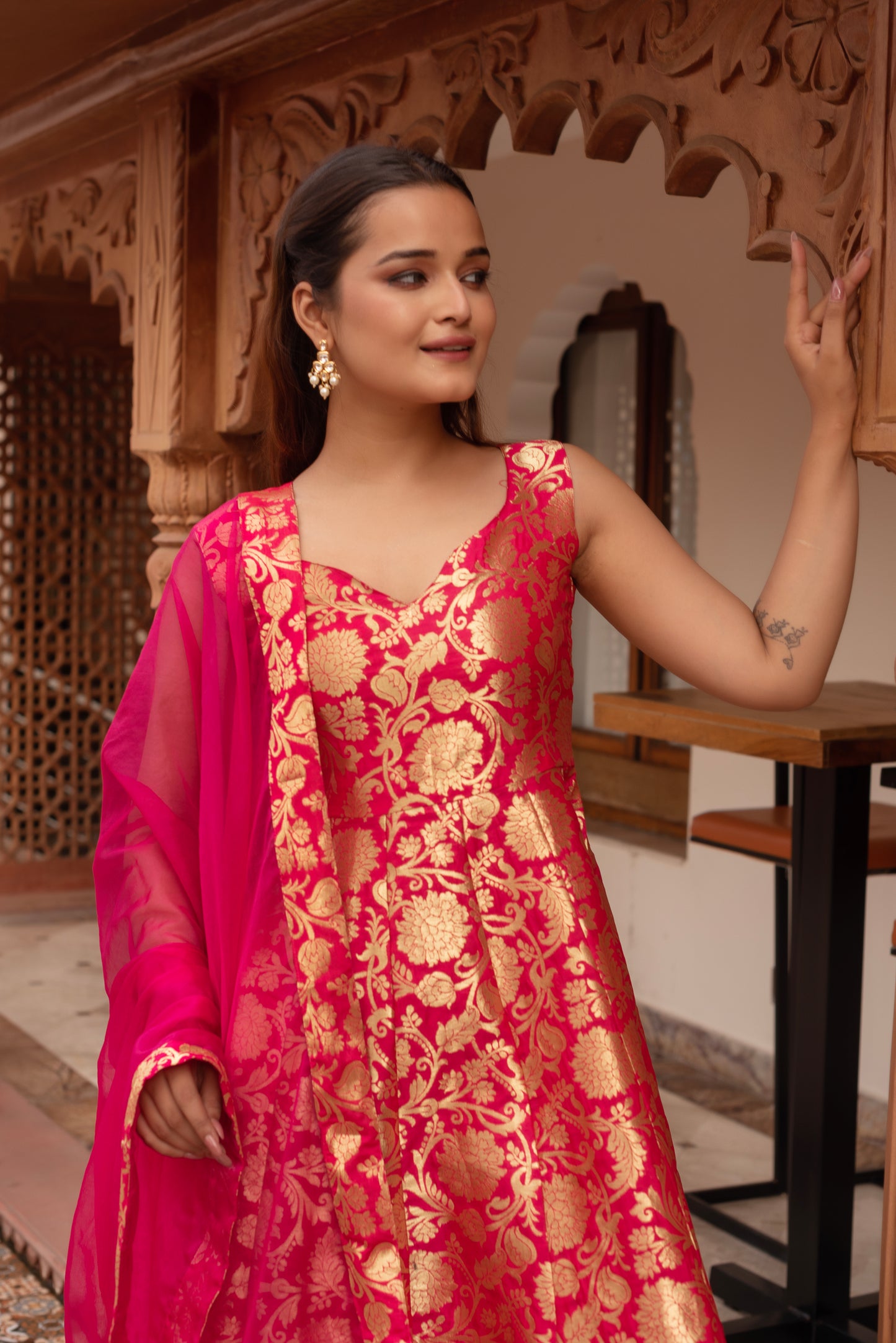 Rani Jacquard Anarkali Suit Set
