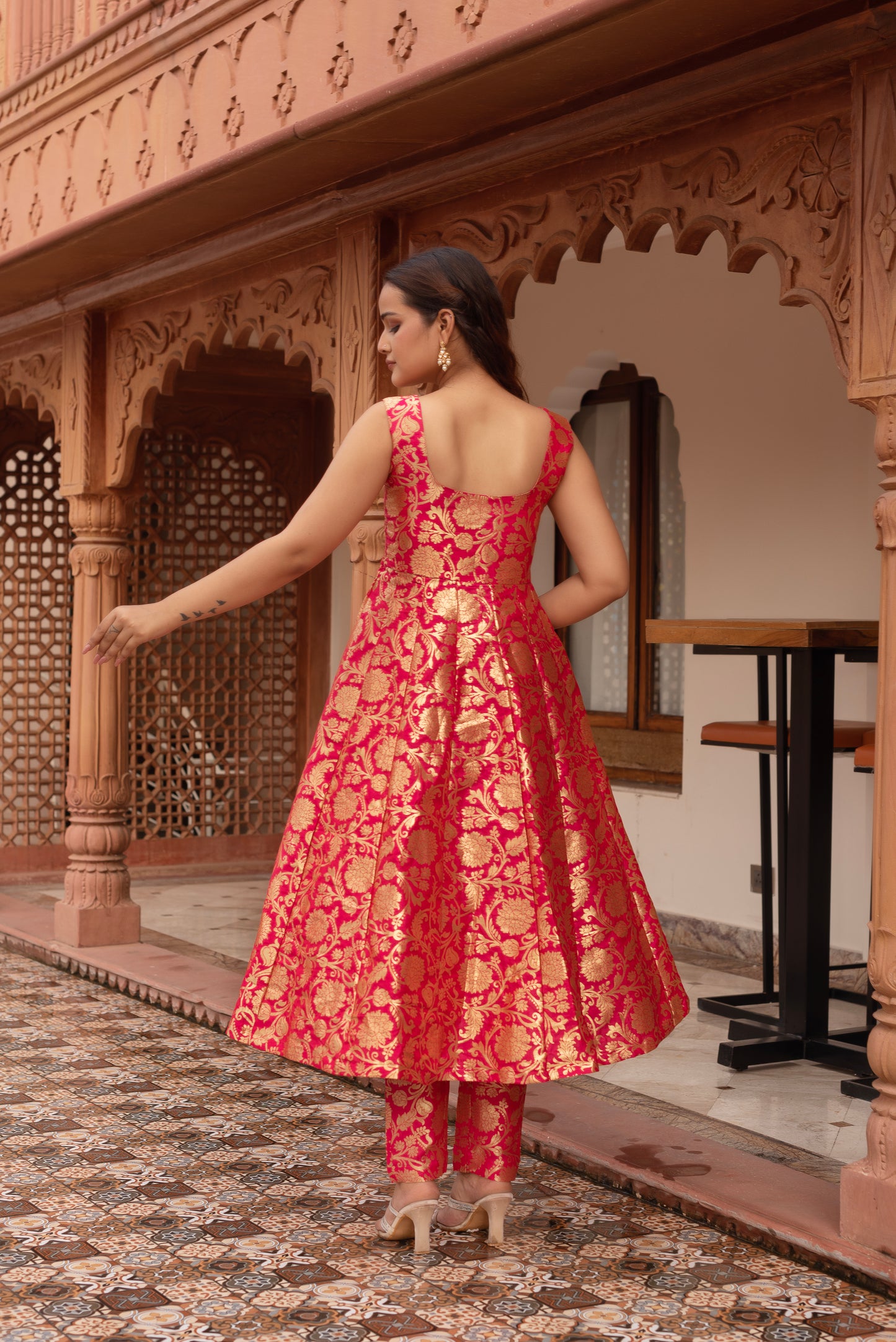 Rani Jacquard Anarkali Suit Set