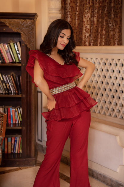 Arya Magenta PInk Organza Coord Set