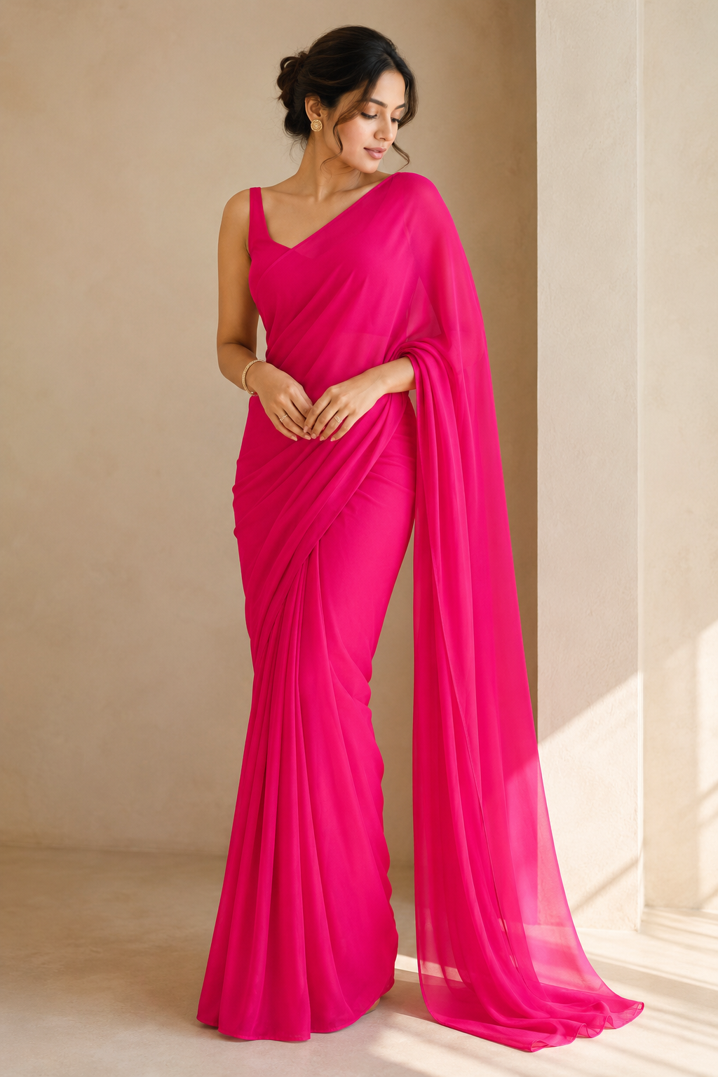 Rani Ready To Drape Saree with Unstitched Blouse