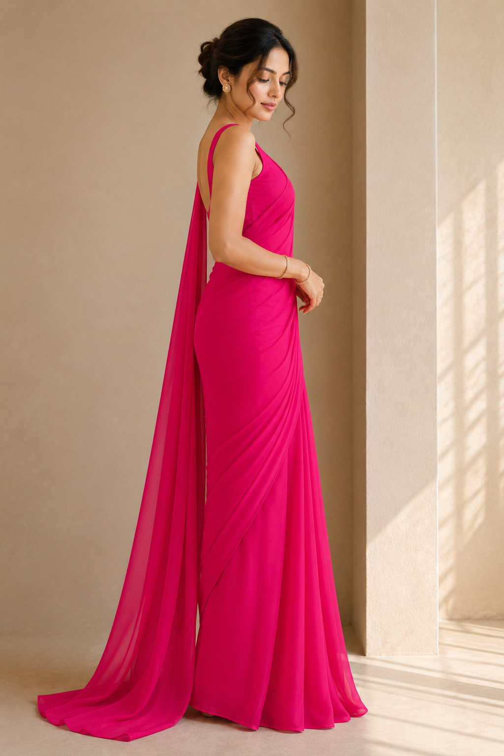 Rani Ready To Drape Saree with Unstitched Blouse