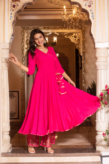 Rani Rayon Embroidered Sequined Anarkali Suit Set