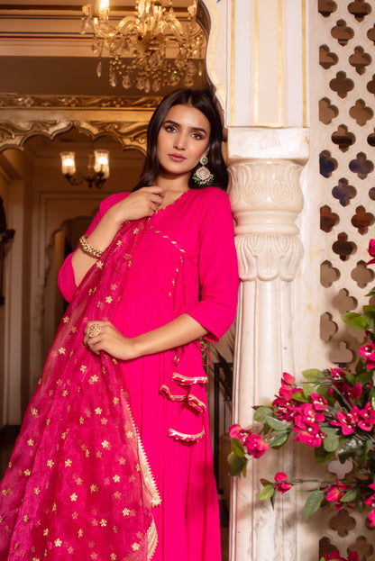 Rani Rayon Embroidered Sequined Anarkali Suit Set