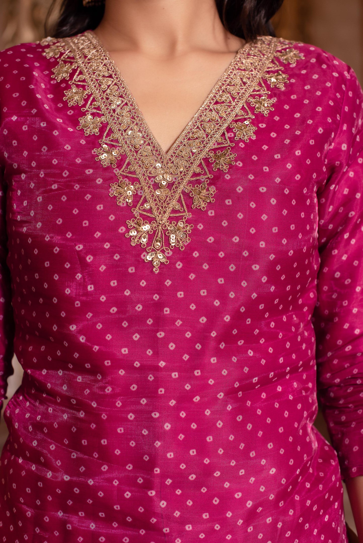 Violet Organza Chinon Handwork Sharara Set