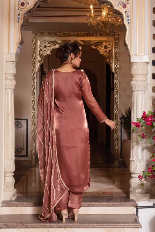 Rosegold Handwork Straight Suit Set