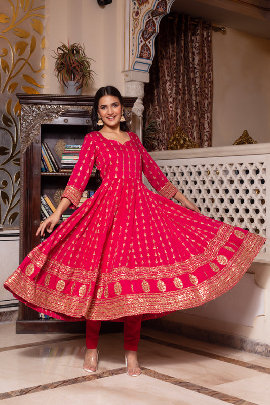 Rani Embroidered Sequined Anarkali Suit Set