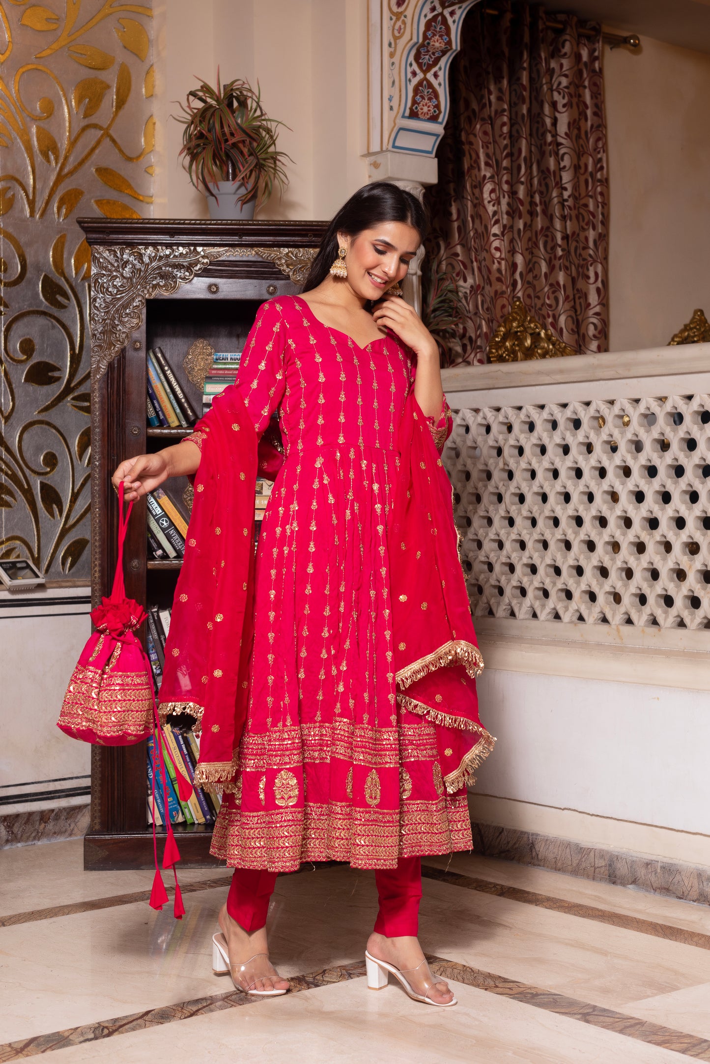 Rani Embroidered Sequined Anarkali Suit Set