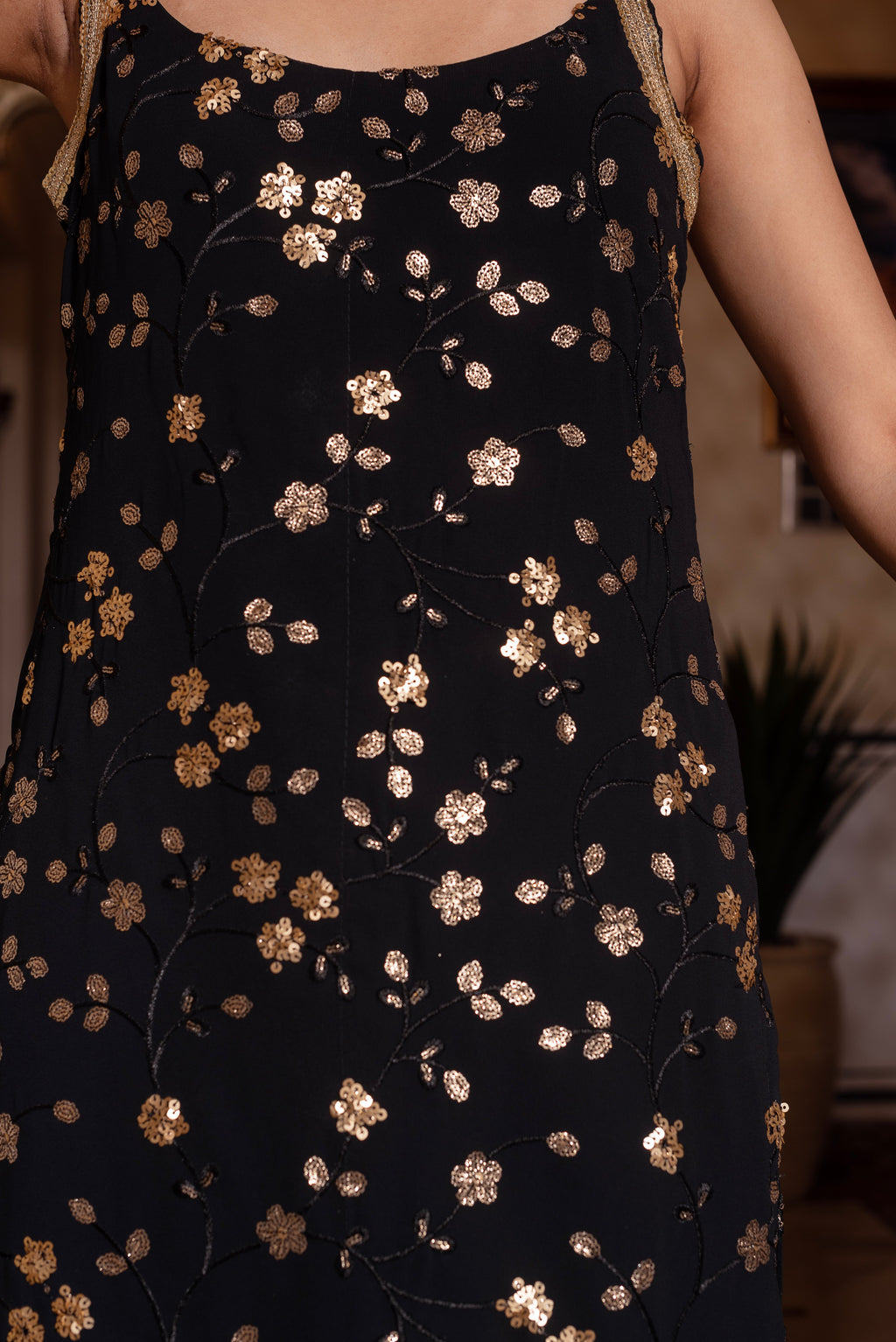 Black Embroidered Sequined Patiala Set