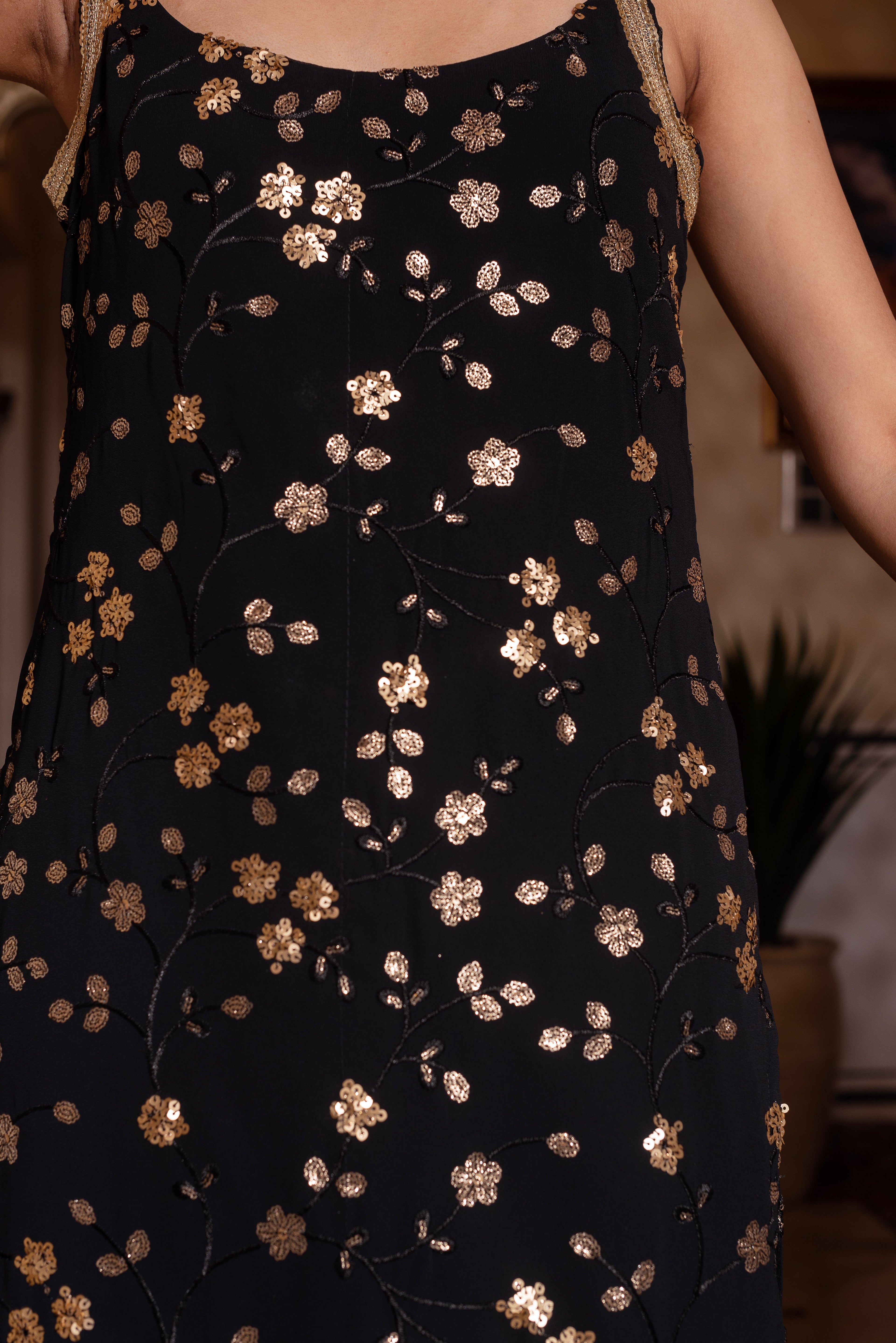 Black Embroidered Sequined Patiala Set