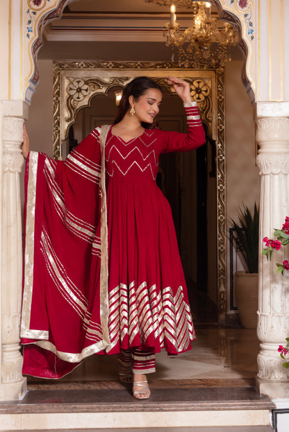 Rani Maroon Gotapatti Anarkali Suit Set