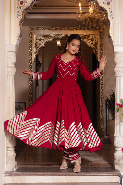 Rani Maroon Gotapatti Anarkali Suit Set