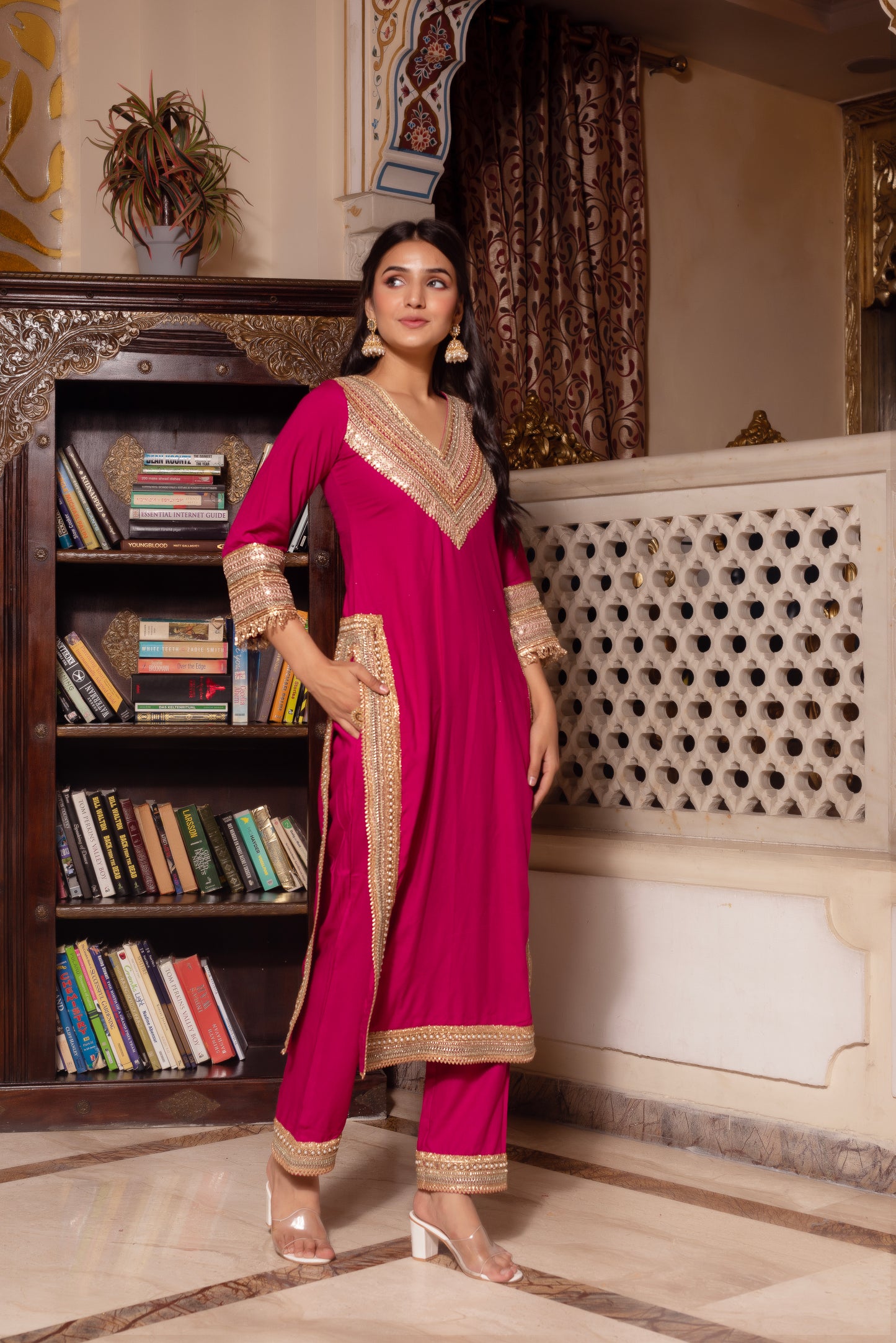 Violet Rayon Gotapatti Straight Suit Set