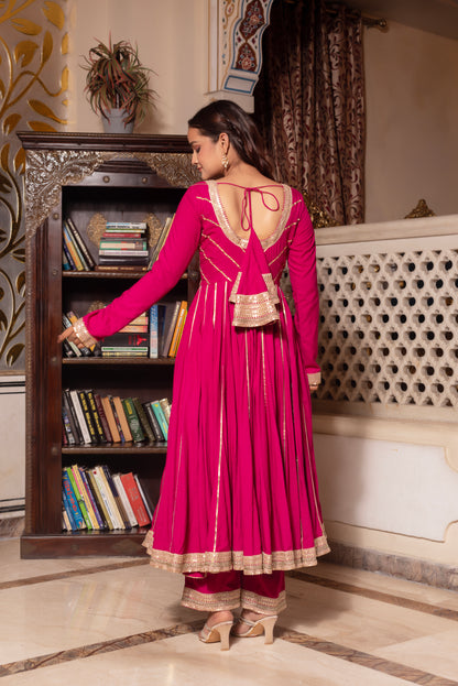 Violet Rayon Gotapatti Anarkali Suit Set