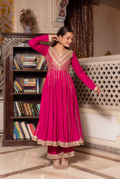 Violet Rayon Gotapatti Anarkali Suit Set
