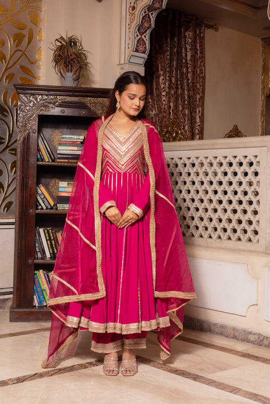 Violet Rayon Gotapatti Anarkali Suit Set