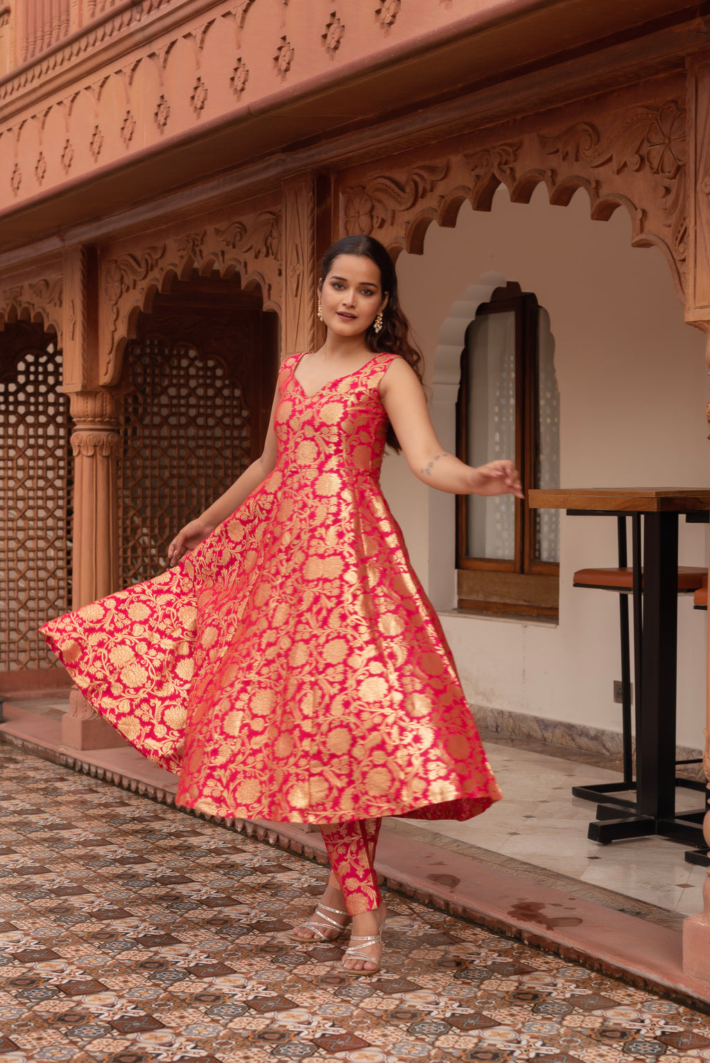 Rani Jacquard Anarkali Suit Set