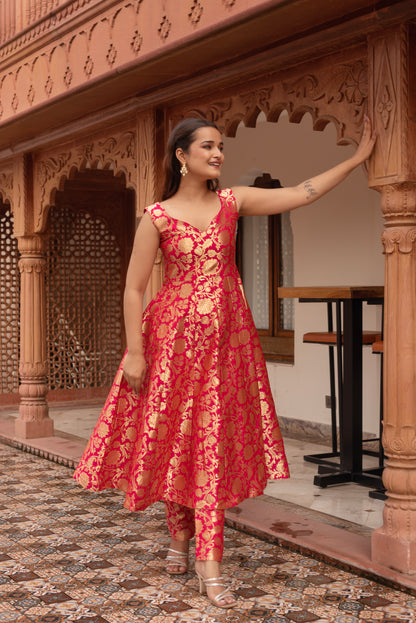 Rani Jacquard Anarkali Suit Set