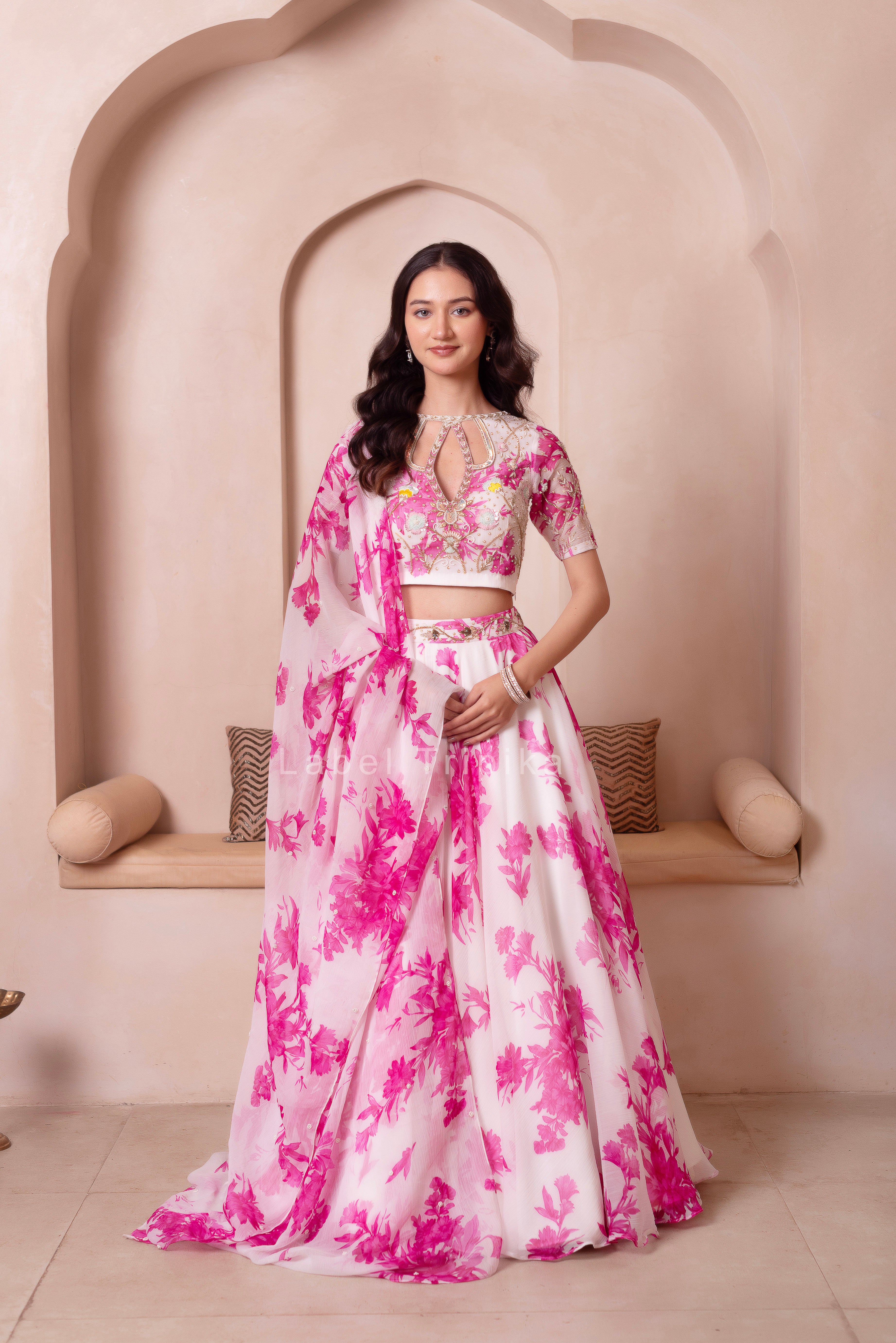 White Flamingo Chiffon Lehenga Set