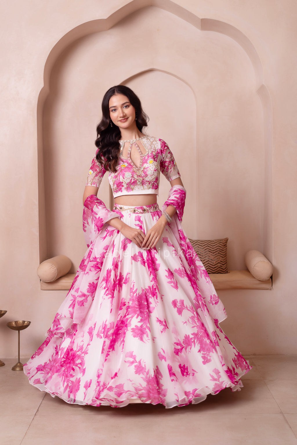 White Flamingo Chiffon Lehenga Set