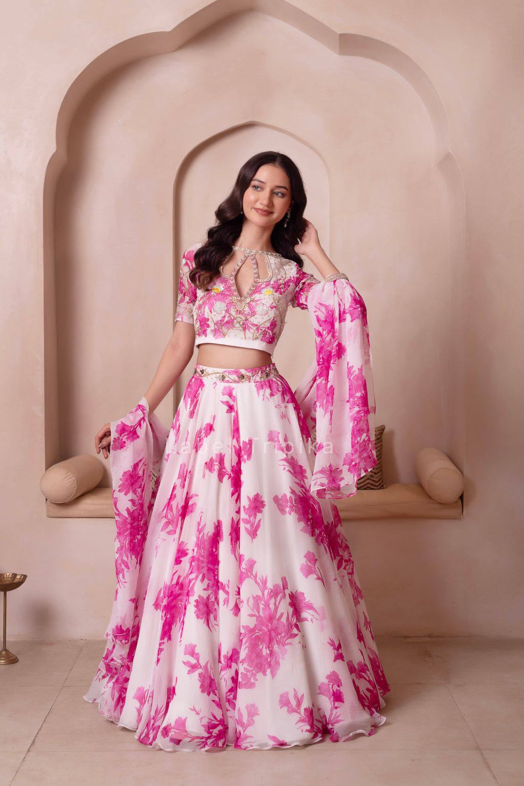 White Flamingo Chiffon Lehenga Set