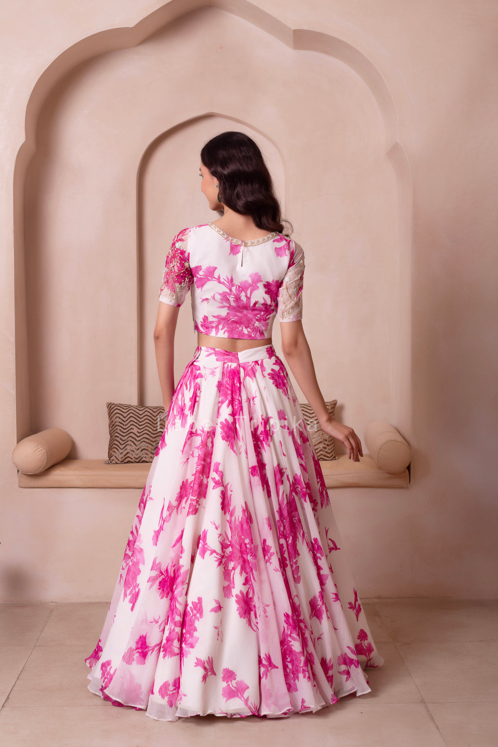 White Flamingo Chiffon Lehenga Set