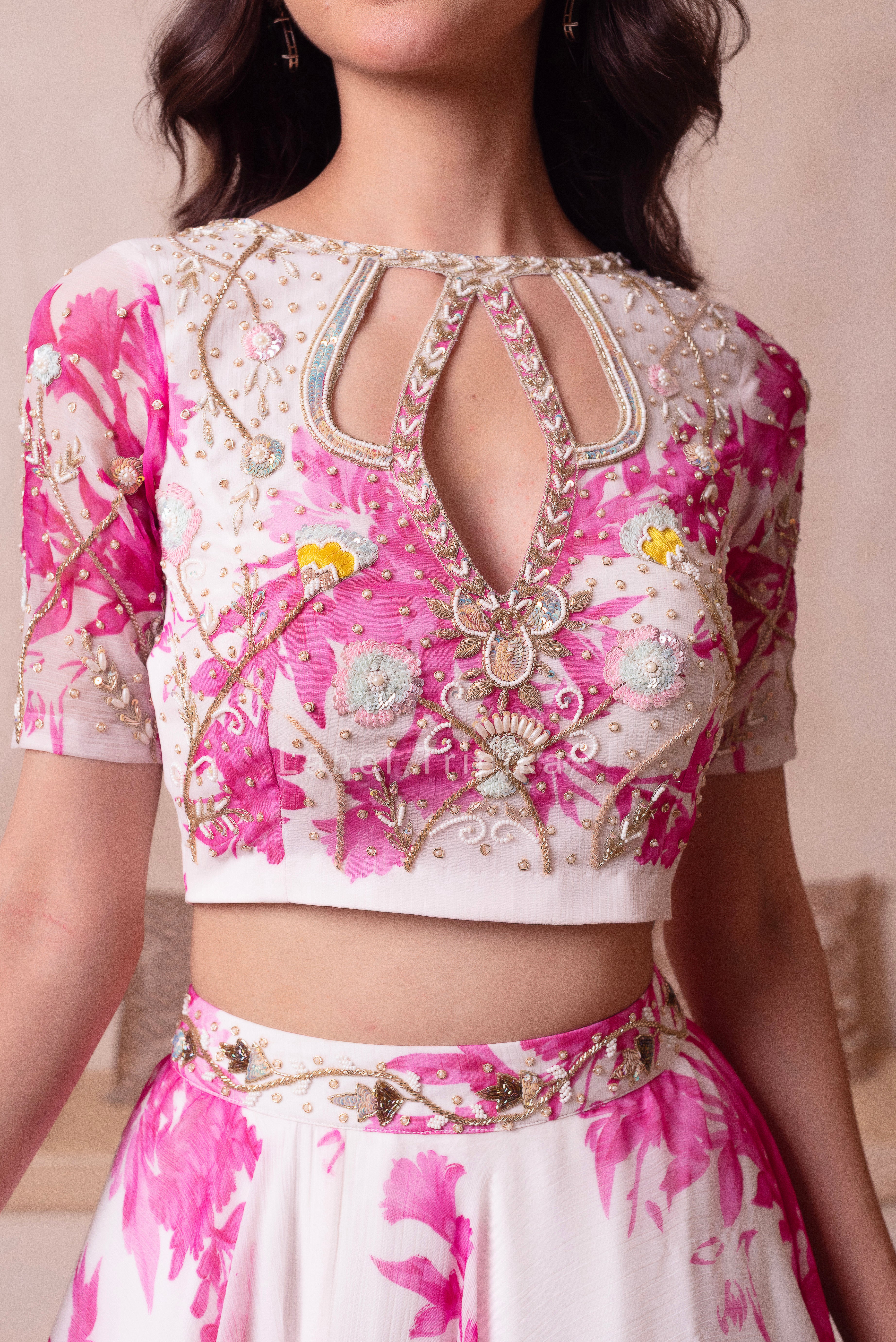 White Flamingo Chiffon Lehenga Set
